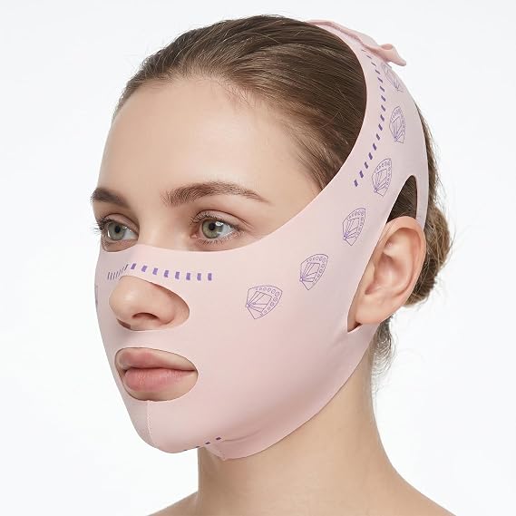FNANJWQ V Line Face Lifting Mask, Double Chin Reducer Strap for Sleeping | for Sleeping, Adjustable Chin Strap, for Jawline Face Lift, Anti Sagging, Breathable Cooling Fabric