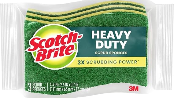 Scotch-Brite Heavy Duty Scrub Sponge, 24 Pack | Kitchen Sponges for Cleaning Home, Bathroom, Effective + Gentle Dish Scrubber, Safe on Nonstick surfaces