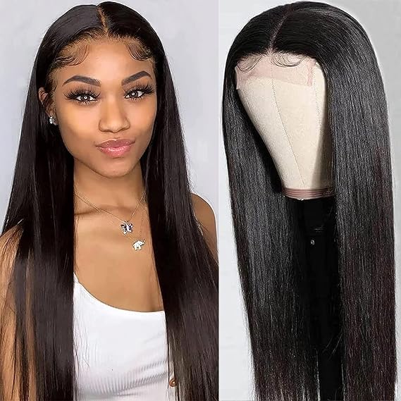 18 Inch Straight Lace Front Wigs Human Hair 4x4 Lace Closure Wigs for Black Women 200 Density Wear and Go Glueless Wigs Human Hair