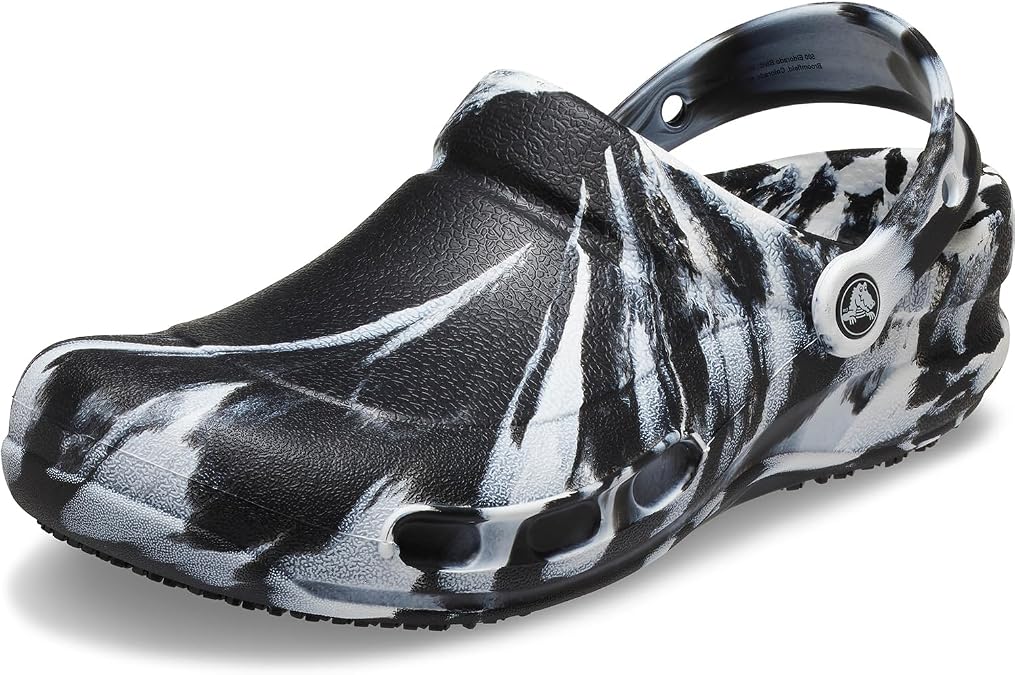 Crocs Unisex-Adult Bistro Work Clogs | Enclosed Toe | Slip Resistant | All Day Comfort, Black/White, 45 EU