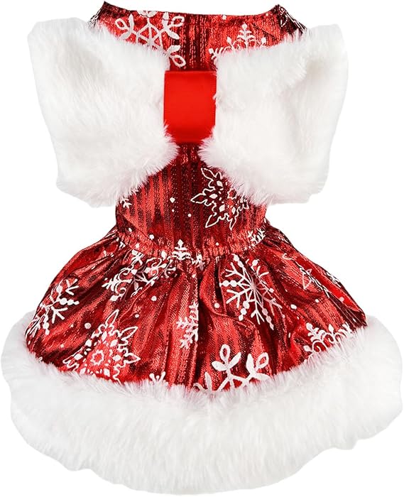Red Small Dog Christmas Dress,Pet Santa Claus Costume Outfits,L