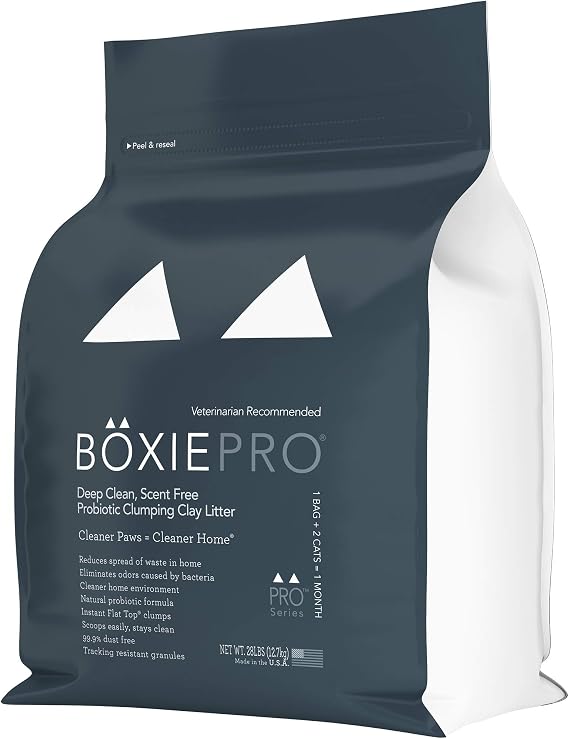 Boxiecat Deep Clean, Scent Free, Probiotic Clumping Cat Litter - Cleaner Home - Ultra Clean Litter Box Formulas With Probiotic Powered Odor Control, Hard Clumping Litter, 99.9% Dust Free