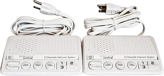 GROUND wire Power-line 3 CHANNELS Intercom System, Two Stations Set.
