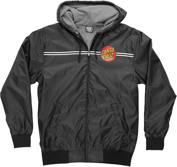 SANTA CRUZ Men's Hooded Windbreaker Jacket Classic Dot Skate Jacket