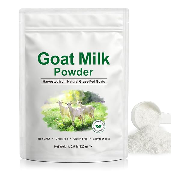 Pure Goat Milk Powder, 100% Grass-Fed Whole Goat Milk, Naturally Contains A2 Protein, Easy to Digest Low Lactose Dairy Alternative, Non-GMO & Gluten-Free, No Added Sugar or Fillers