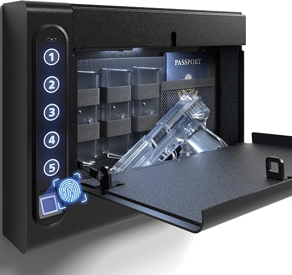 XDeer Biometric Wall Safe without Gas Strut for Quick Access