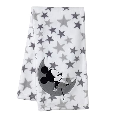 Lambs & Ivy Mickey Mouse Baby Blanket, White , 30x40 Inch Pack of 1