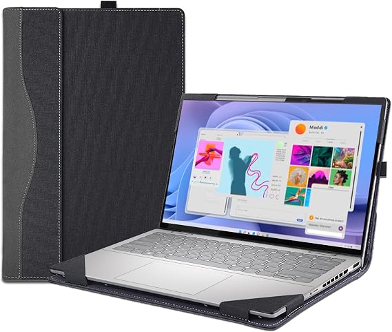 Laptop Case Cover for Dell 14 Plus DB14250 & Pro 14 PC14255/PC14250 & Pro14 Plus PB14250 /PB14255 Sleeve,PU Leather Protective Shell Notebook PC Bag Accessories (Dark Gray)