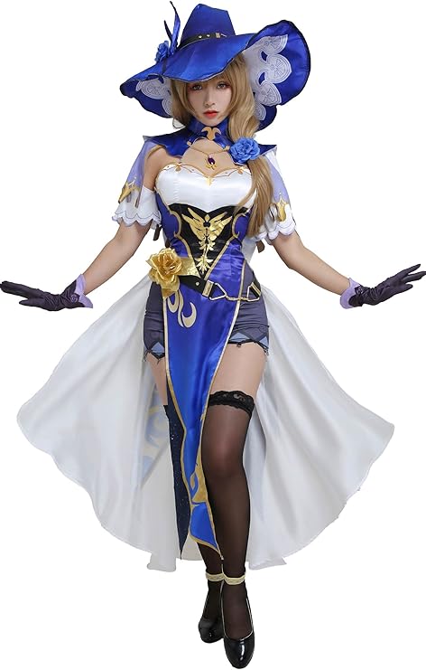 Cosplay.fm Womens Anime Cosplay Costume Full Set with Witch Hat and Stockings for Game Cosplay