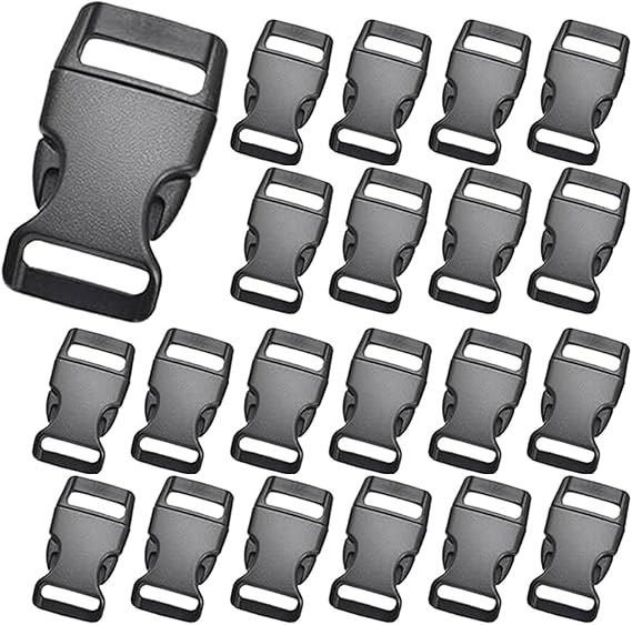 Side Release Buckles Heavy Duty Quick-Release Plastic Clips, 3/8 Inch Paracord Bracelet Buckles & Tri-Glide Slides for Backpack Repair, Dog