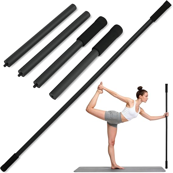 ohbien 5Ft Adjustable Yoga Stick, Yoga Stretching Stick with 2 Foam Handles