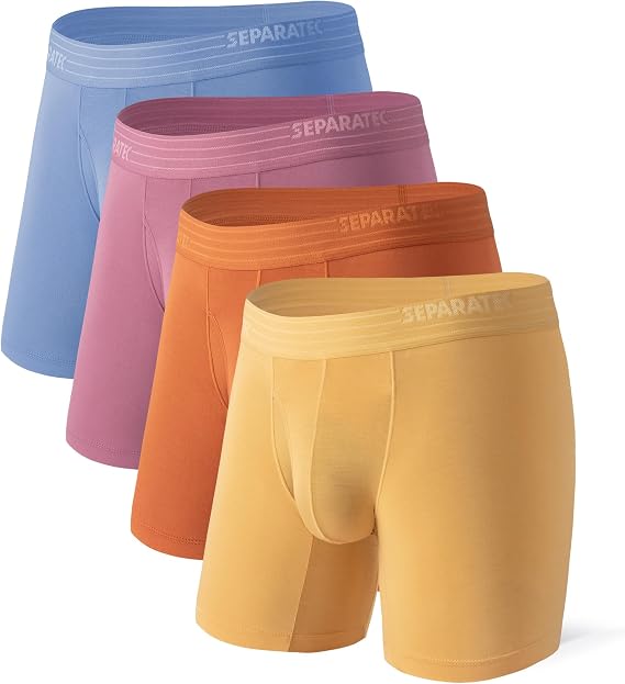 Separatec Breathable Mens Underwear with Separate Pouch Moisture Wicking Soft Anti Chafing Boxer Briefs for Men 4 Pack