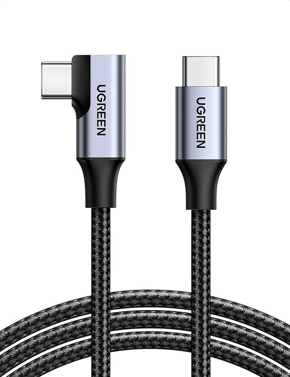 UGREEN L-Shaped USB C Cable, Video Output 100W/5A Rapid Charging, USB 3.1, PD Compatible, 4K / 60Hz, Type C Cable, 5Gbps Data Cord, iPhone 17/16/15 Series, MacBook Pro, Air, iPad Pro, Galaxy S23, S22, and Other Type C Models 6.6 ft 2 m