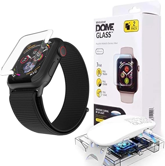 DOME GLASS for Apple Watch Series 5 (40mm Band) Tempered Glass Screen Protector [Liquid Dispersion Tech] With Case for Apple Watch 5, 4 - Two Pack