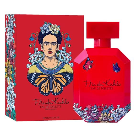 Frida Kahlo Red Eau de Toilette Spray for Women Warm Floral Scent with Rose, Grapefruit, Jasmine, Vanilla & Cedarwood Made in USA Long-Lasting Perfume 3.4 oz Lacquered Bottle