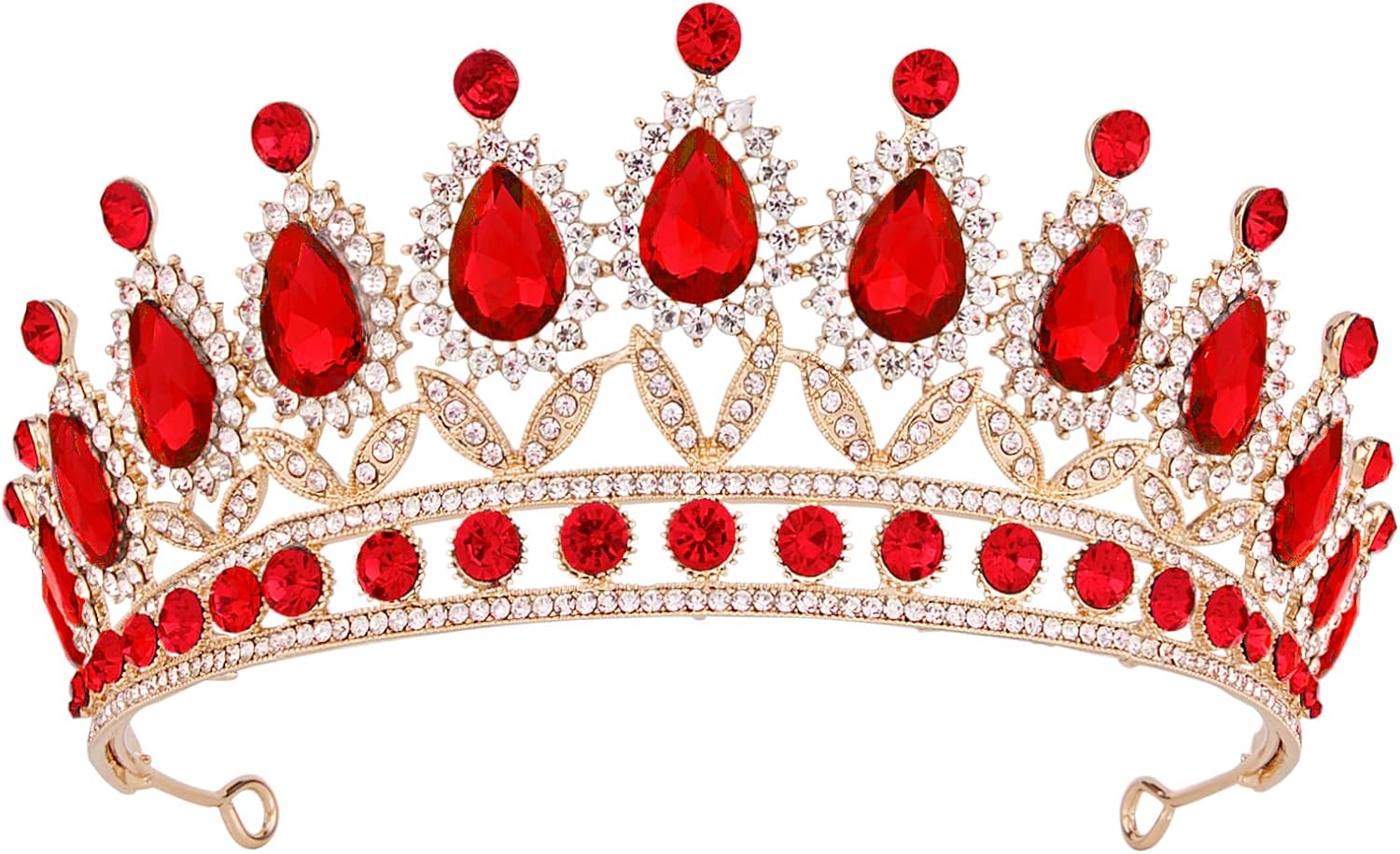 Tiara for Women, Vofler Gold Crown w Ruby - Royal Queen Red Crystal Rhinestone Headpiece Headband for Princess Girls Kids Bridal Birthday Wedding Pageant Prom Homecoming Halloween Costume Party