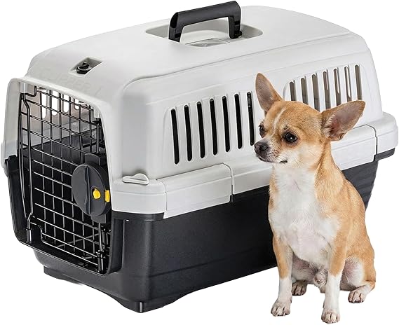 Ferplast Cat Carrier CLIPPER 1, Dog Carrier, IATA Approved Travel Crate, Pet Carrier for Small Dogs and Cats max 5 Kg, for Car Travel, Airline, Train, 50 x 33 x h 32 cm, Steel Door, Secure Closure