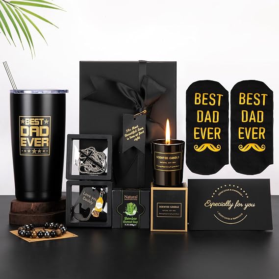 JOYOFUN Christmas & Birthday Gifts for Men: Best Dad Ever Man Black Gifts Set, Husband, Brother, Boyfriend Ideas