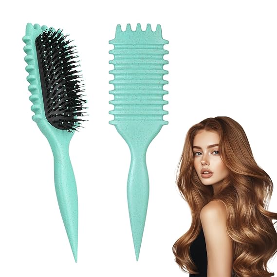 Curl Defining Hair Brush, 2025 Flash Hair Styling Brush for Curly Hair, Shaping & Defining Curls for Women(Green)