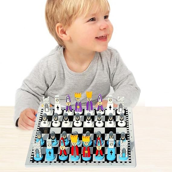 Chess Board Set - Wooden Chess Game, Classic Strategy Board with Craft Pieces, Foldable Storage Box | Educational Family Game for Kids, Adults, Beginners, Home, School, Travel, Office and Gifts