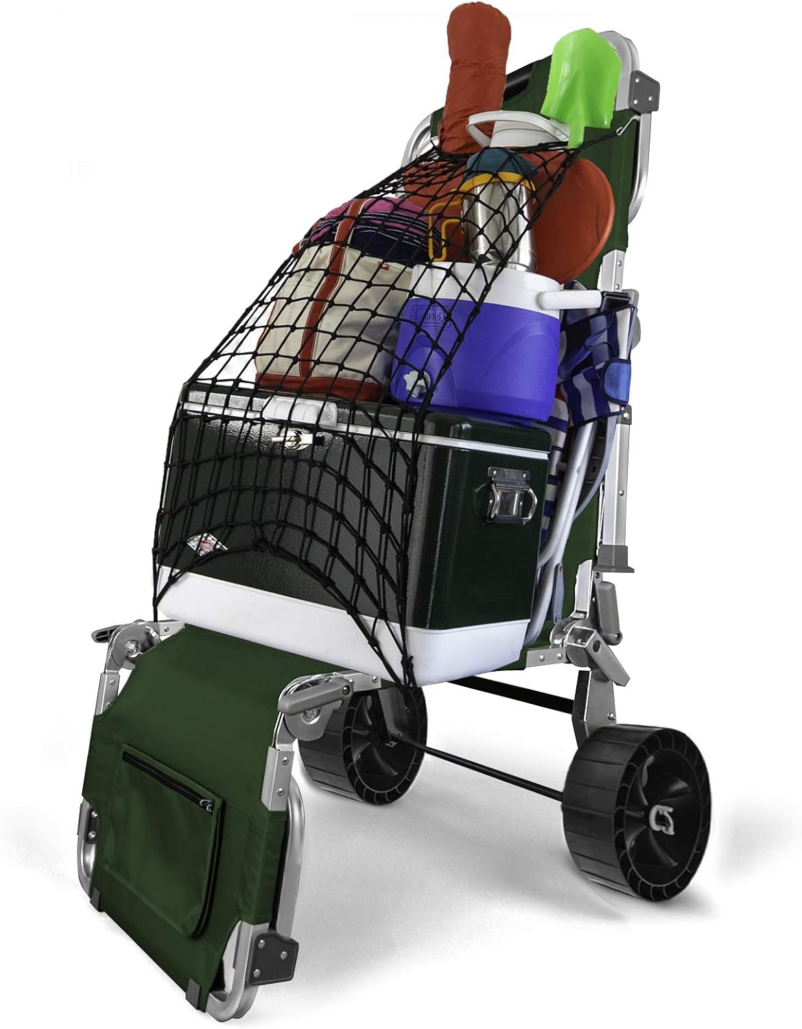 The Wanderr by OME Gear- 5 in 1 Transformable Unit, Hauling Cart, Beach Chair, Camp Chair, Reclinable Lounger, and Camping Cot. Evergreen-Green
