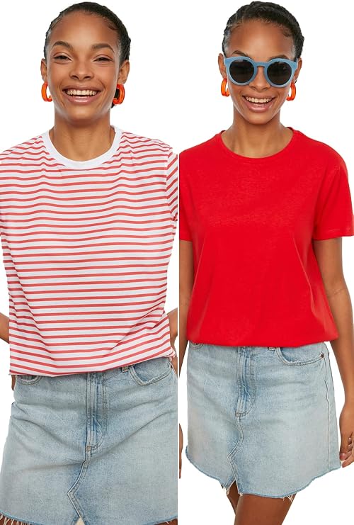 Trendyol Women Basic Regular Fit Basic Crew Neck Knitted T-Shirt