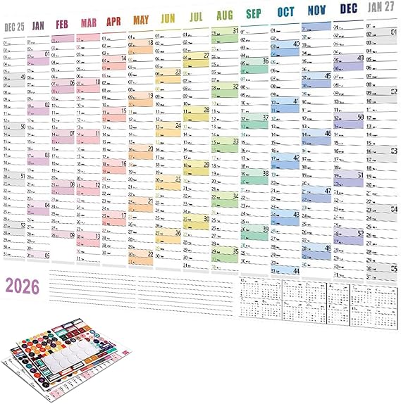2026 Large Wall Calendar 29 X 20 Inch Large Notebook with Tip Labels And