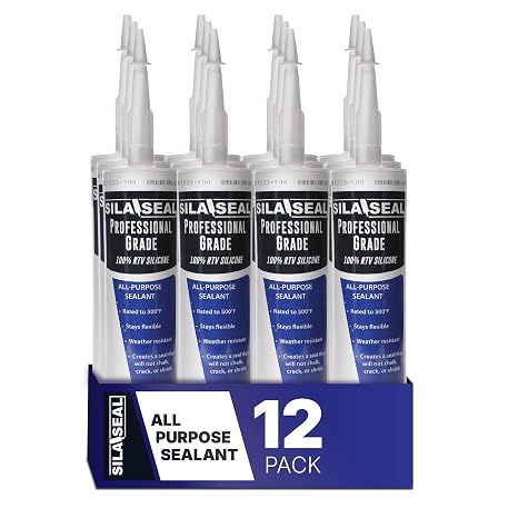 SILA-SEAL Black Professional Grade 100% RTV Silicone with reclosable Nozzle, (case of 12)