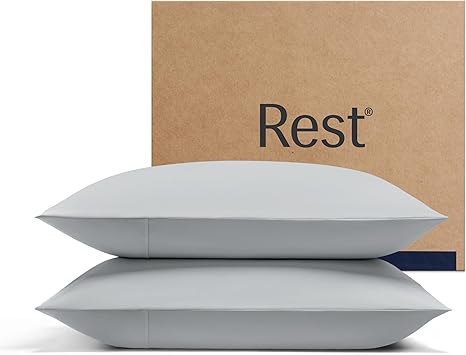 REST Evercool+ Cooling Pillowcases King - 2 Pillowcases for Sensitive Skin, Silver Infused Fabric for Hygienic Sleep, Silky Smooth for Curly Hair, High Elastic for Snug Fit (19x35 inches)