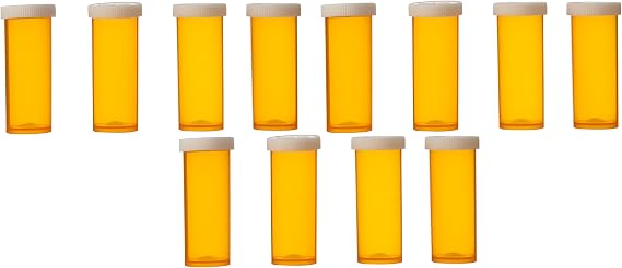 Plastic Prescription Vials with Snap Caps 6 Dram - 12 Per Bag