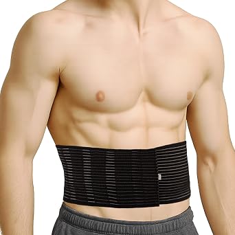 Umbilical Hernia Belt for Men & Women, Abdominal Support Binder with Hernia Support Pad, Adjustable Truss Support, Black, XL