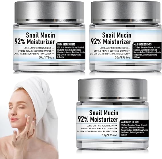 Snail Mucin 92% Moisturizer Daily Face Gel Cream, Snail Mucin Gel Cream, Advanced Snail 92 All In One Cream, Revitalizing Snail Cream Repair and Firm Skin & Reduces Wrinkles, Hydrating (3pcs)