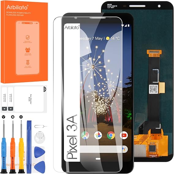 OLED Screen for Google Pixel 3A Screen Replacement for Pixel 3A LCD Screen G020A,G020E,G020B Touch Display Digitizer Assembly Repair Parts(Black with Figerprint Function)