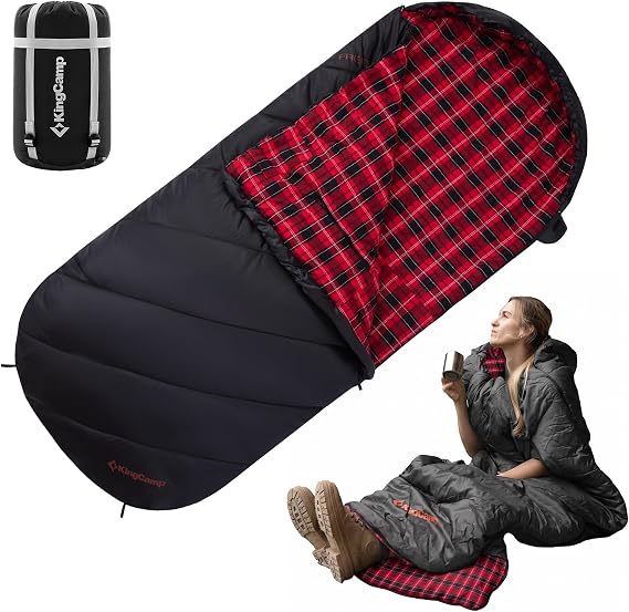 KingCamp Sleeping Bag for Adults Big & Tall 100% Flannel Sleeping Bag