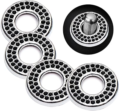 4 Pcs Bling Car Inner Door Lock Covers Stickers, Rhinestones Pull Rod Bolt Decoration Covers Accessories, Compatible with Mercedes-Benz A,B,C,D,E, Gla, Glc,Glk Black