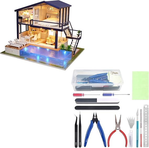 Flever DIY Miniature House Kit, Tiny Home Kit with LED Light, Mini House Build Craft Kits for Adults and Teens, Home Decor Creative Gift for Family/Friends
