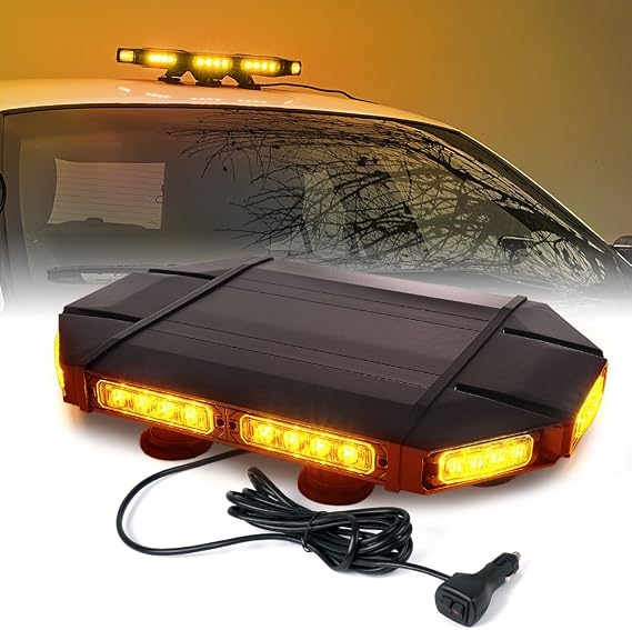 Xprite 18 Inch LED Rooftop Strobe Light Bar, Magnetic Mount High Bright Exterior Lamp for Tow Trucks Construction Snowplow Patrol Vehicles Amber