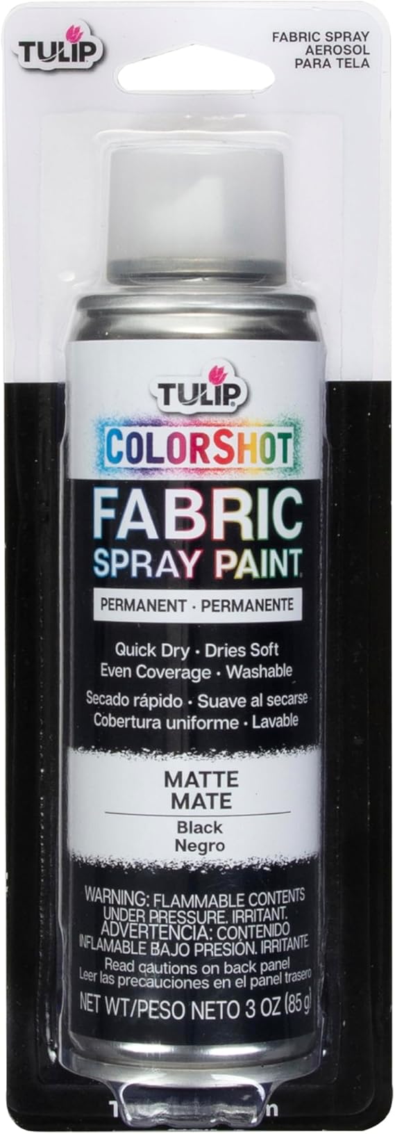 TULIP ColorShot Fabric Spray Paint, Black, 3 oz