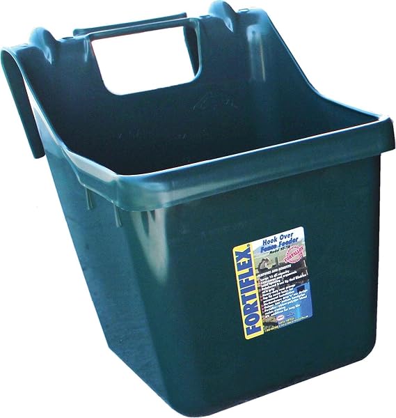 Fortiflex Hook Over Fence Feeder for Dogs/Cats and Horses, 16-Quart, Hunter Green