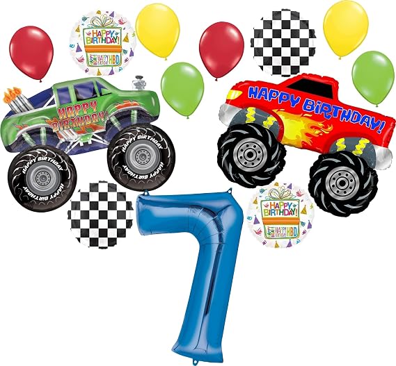 Monster Truck Party Supplies 7th Birthday Balloon Bouquet Decorations