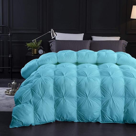 Super Fluffy 1500-TC Pinch Pleated Down Comforter Twin XL Size 68 x 92 Inches 1-Piece All-Season Duvet Insert, 850 GSM Micro Fill with All Side Corner Tabs 100% Egyptian Cotton