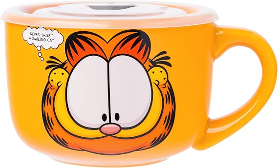 Silver Buffalo Garfield Smiling Cat Trust Quote, Ceramic Soup Mug, 24oz