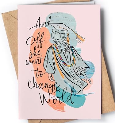 Graduation Card for Her - High School College Graduation Cards 2025 for Women - Masters Degree Congratulations Cards for Girls - Proud of You Card for Daughter, Granddaughter, Sister, Niece - And Off