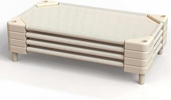 Daycare Cots,Stackable Preschool Cot for Kids (4 Packs,Light Beige,40"x23")