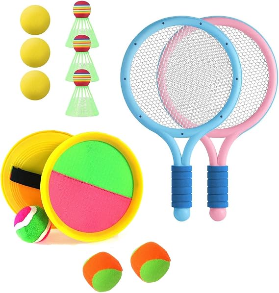 Tennis, Badminton, Mini Racquet, Flying Catch Ball, Outdoor Play Toy Set, With Feathers, Outdoor Play, Outdoor, Indoor, Sports, Exercise, Children's Toy, Catch Ball A