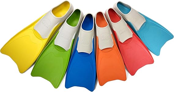 Flow Premium Rubber Long Fins for Swim and Lap Training - Youth Sizes for Kids, Young Men, and Women