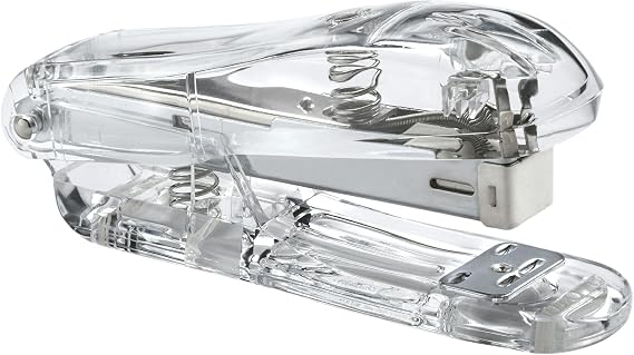 OSCO Clear Acrylic Stapler | 10 Sheet Capacity | Transparent | Standard 26/6mm Staples | Handheld | Top-Loading | H5.4 x W3.3 x D12.6 cm |