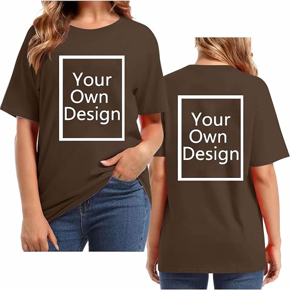 Plus Size Custom T Shirt Women Design Your Own Front Back Print Personalized T-Shirt Customized Photo/Logo/Text/Image