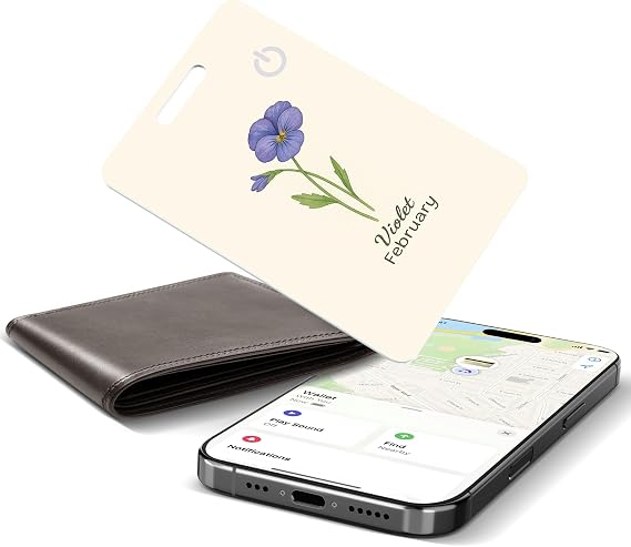 Wallet Tracker Card, Ultra-Slim Wallet Card with Apple Find My (iOS Only), Rechargeable Bluetooth Tracking Card, IP68 Waterproof, Key Finder for Keys, Luggage, Purse, Laptop, and More