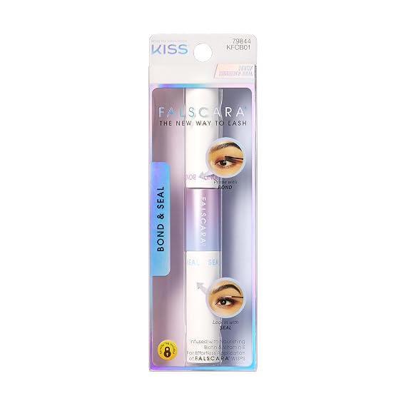 KISS Falscara DIY Eyelash Extension Bond & Seal Infused with Biotin & Vitamin E Strong Gentle Comfortable Lash Adhesive for All Day Wear For Use With Falscara Lash Wisps, Remover, and Applicator